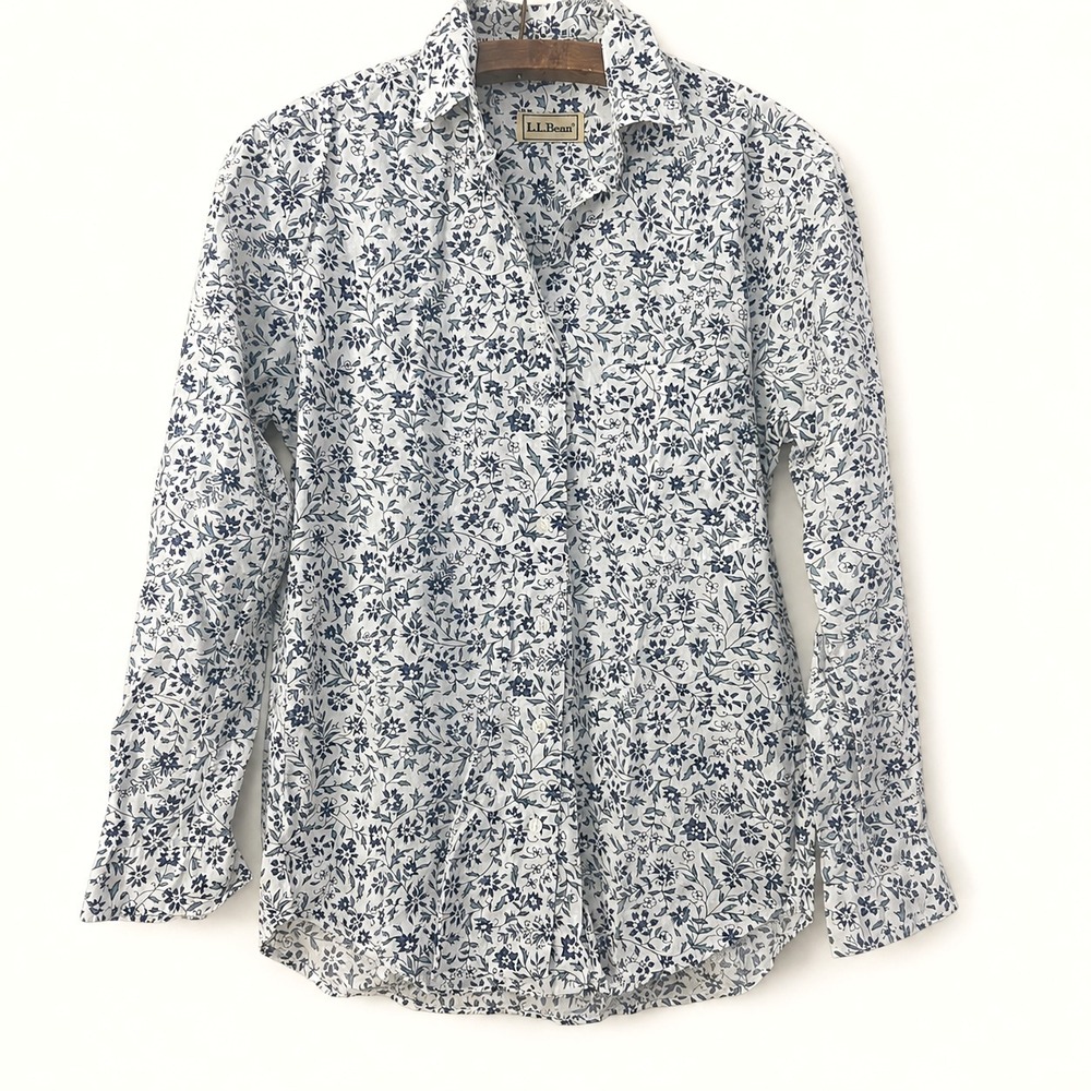 Vintage LL Bean Shirt Size 4 (Runs Large) 90s Cotton Floral Classic Cottagecore